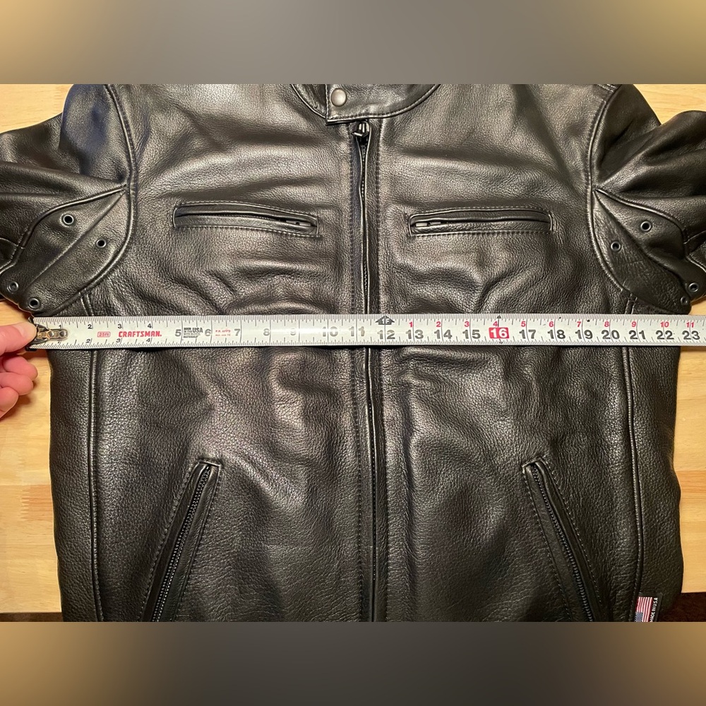 Mens Cafe Racer Black Leather Biker Jacket Made in USA - Picture 13 of 13